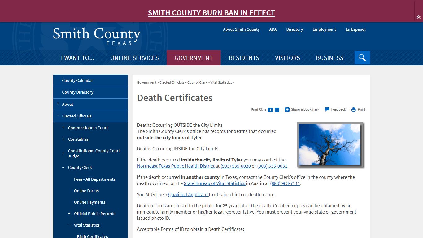 Death Certificates | Smith County, TX